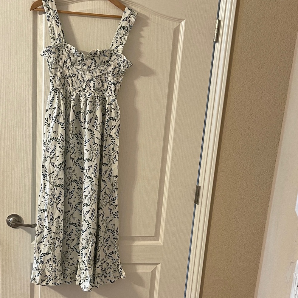 Zara The Josephine midi dress in White and Blue Floral